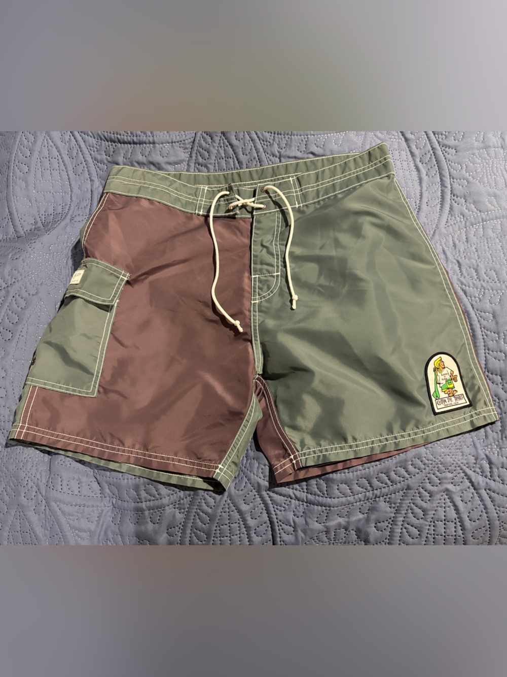 Katin Two-Tone Green Swim Trunks with Surf Patch